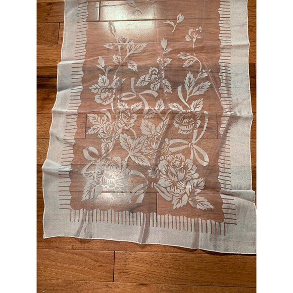 Vintage Womens Floral Pink Sheer Scarf 17x44 Japan - Picture 2 of 4